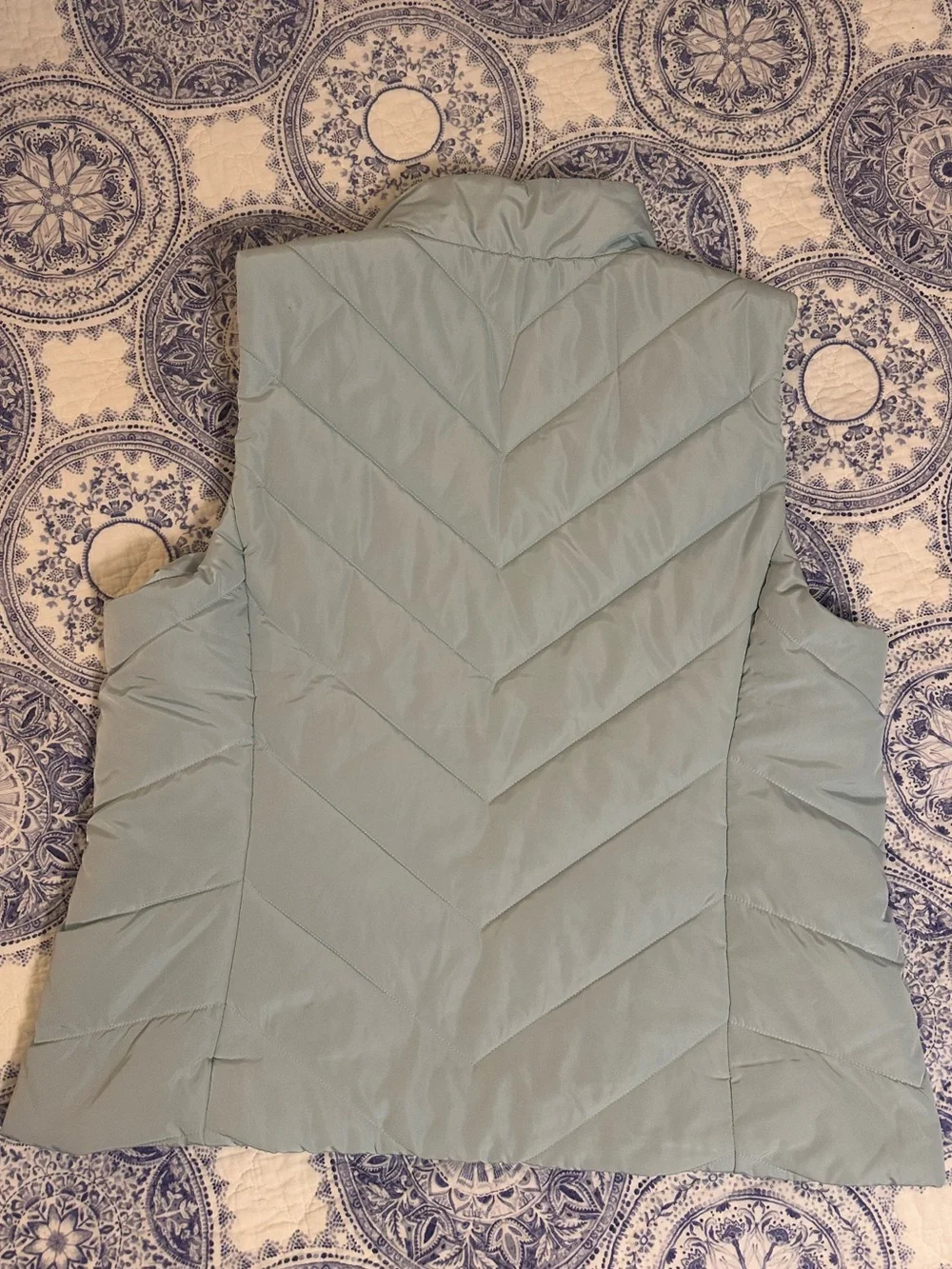 Michael Kors XL Quilted Puffer Vest Light Blue Gray Gold Hardware